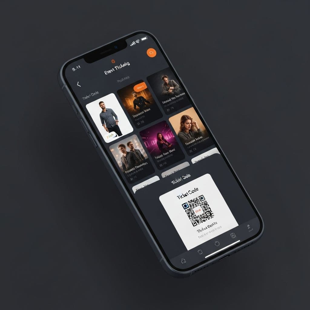 Core mobile app showing event listings and ticket purchase flow